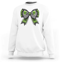 White Halloween sweatshirt with skull bows graphic on chest
