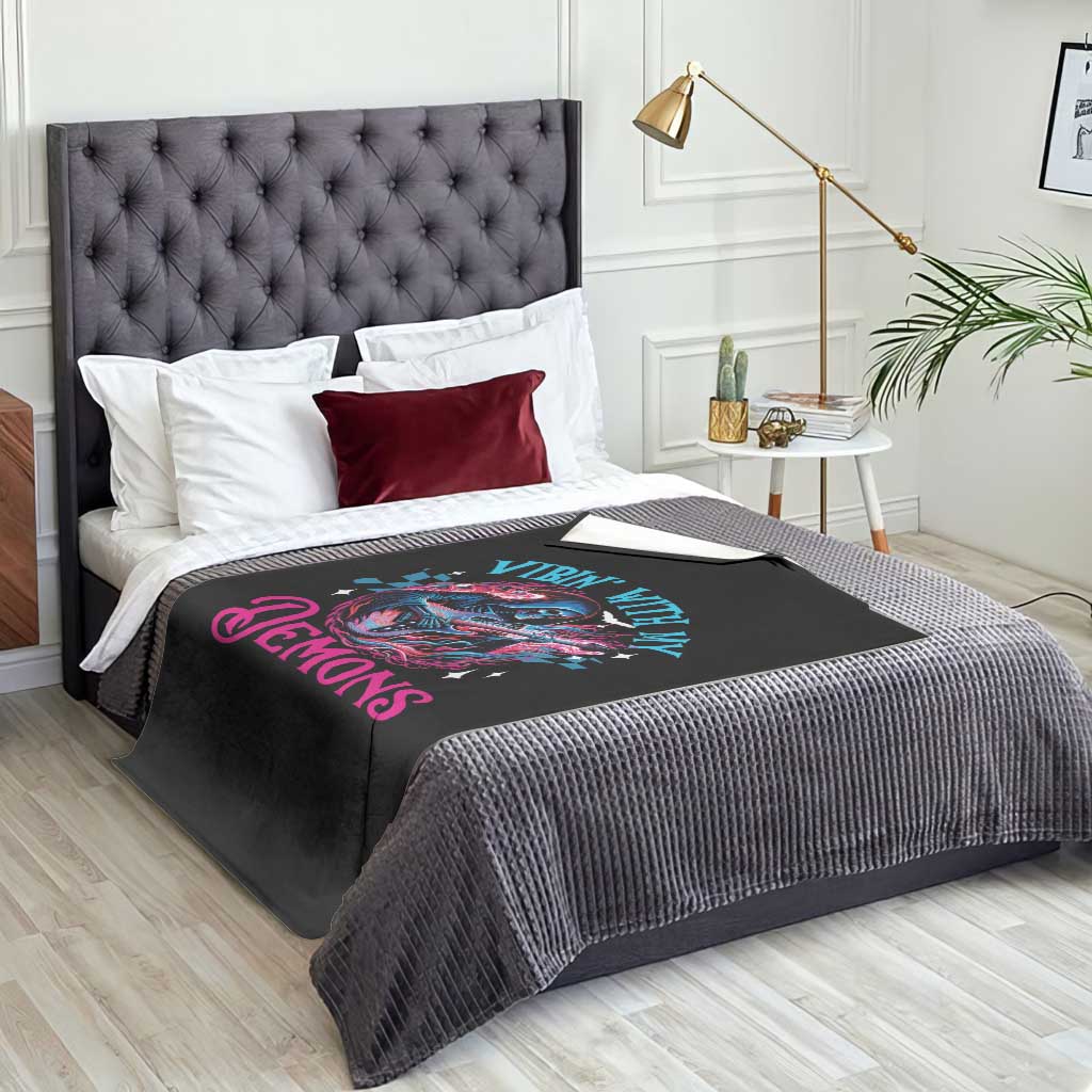 Halloween Rock N Roll Throw Blanket Vibing With My Demons - Wonder Print Shop