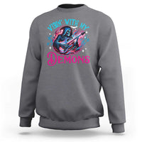 Charcoal crewneck sweatshirt with long sleeves and colorful 'Vibin With My Demons' graphic