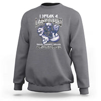 Charcoal gray crewneck sweatshirt with ghost graphic and I Speak 4 Languages print