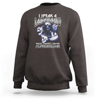 Dark chocolate crewneck sweatshirt with ghost graphic and I Speak 4 Languages print