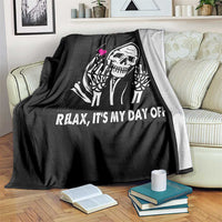 Funny Grim Reaper Throw Blanket Relax It's My Day Off Halloween - Wonder Print Shop