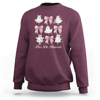 Maroon Halloween sweatshirt with ghost ballerinas and Pas De Boo-rée text
