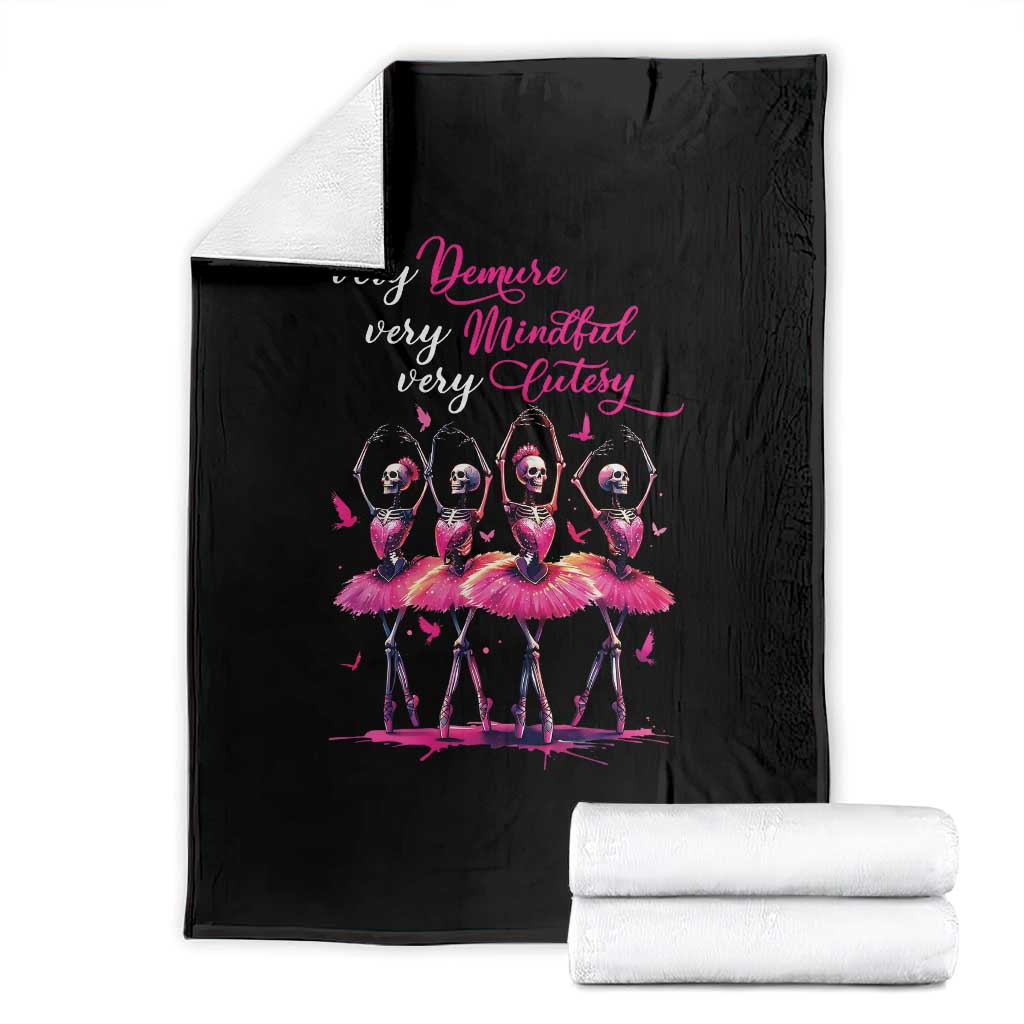 Ballerina Halloween Throw Blanket Very Demure Very Mindful Very Cutesy Skeleton Coquette - Wonder Print Shop