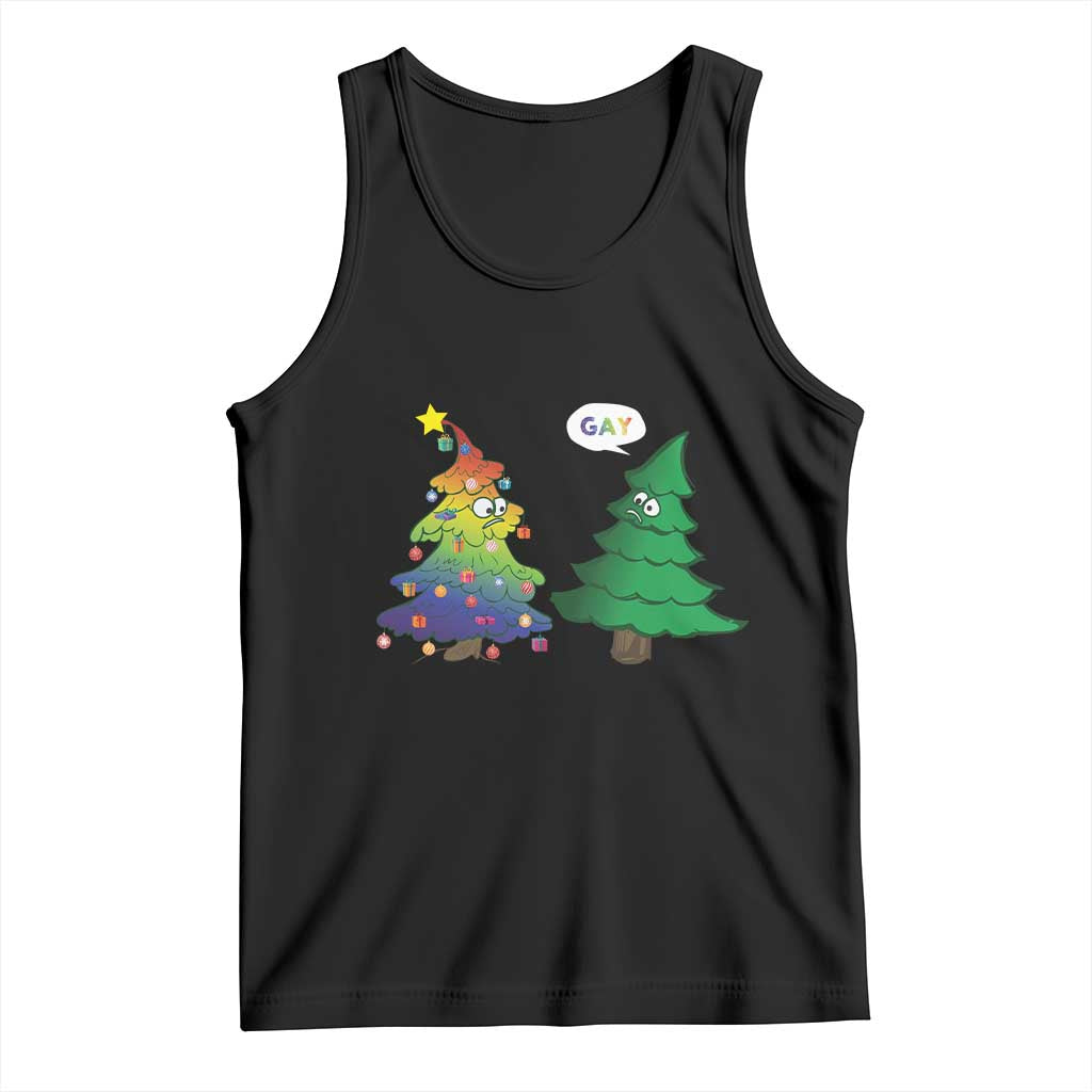 Funny Gay Christmas Tank Top Rainbow Christmas Tree LGBT