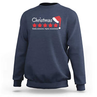 Navy Christmas sweatshirt with white Santa hat graphic and star text on chest