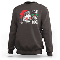 Dark chocolate crewneck sweatshirt with skull Santa graphic and red accent, front print