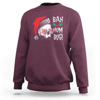 Maroon crewneck sweatshirt with skull Santa graphic and red accent, full front print