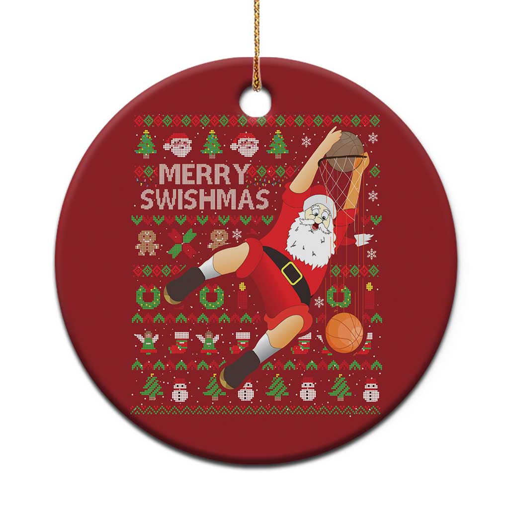 Xmas Basketball Christmas Ornament Merry Swishmas Santa Baseketball Player - Wonder Print Shop