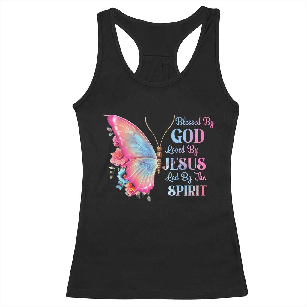 Christian Racerback Tank Top Blessed By God Loved By Jesus Led By The Spirit