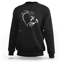Black horse lover sweatshirt with 'Happy Place' script and white horse graphic