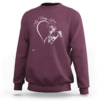 Maroon horse lover sweatshirt with 'Happy Place' script and white horse graphic