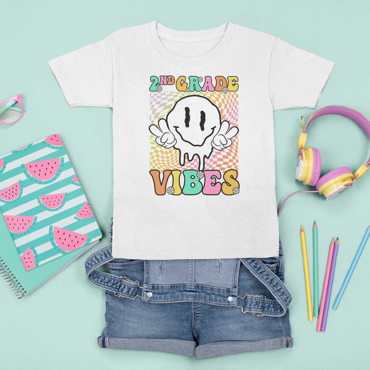 2nd Grade Vibes T Shirt For Kid Retro Groovy Back To School - Wonder Print Shop