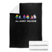 Funny Halloween Throw Blanket All Ghost Welcome Cute Ghost Rainbow - Wonder Print Shop