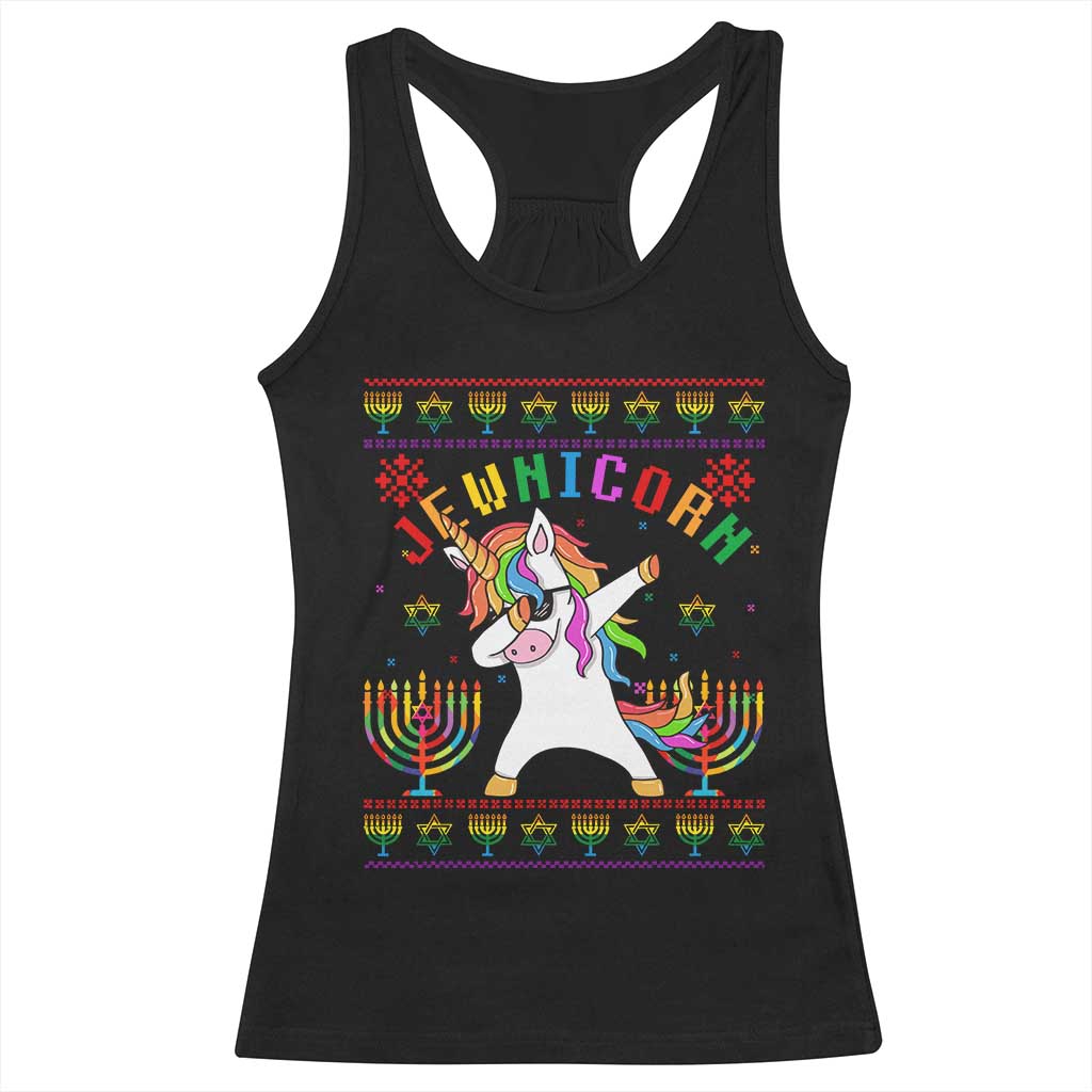 Funny Hanukkah Racerback Tank Top Jewnicorn Jewish Unicorn Rainbow