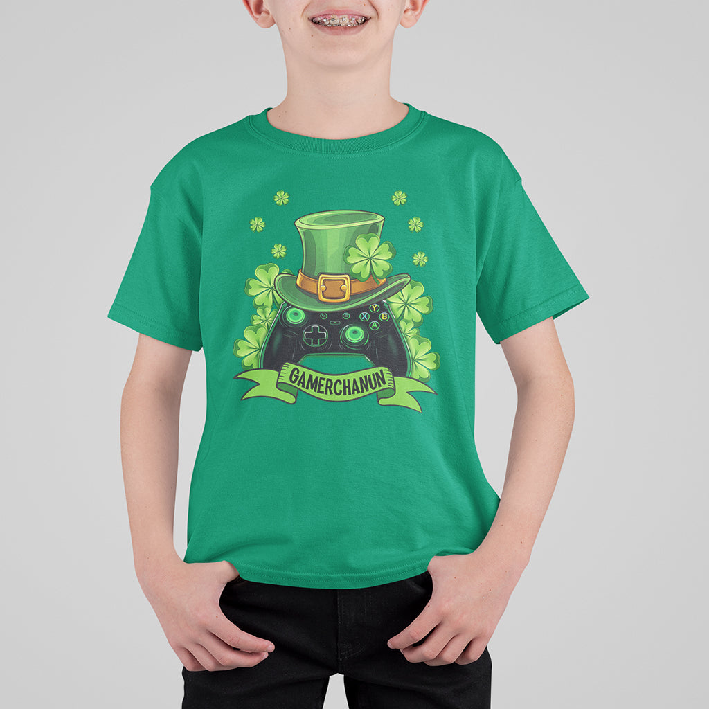 St. Patrick's Day T Shirt For Kid Gamerchaun Video Game Funny Lucky Gamer - Wonder Print Shop