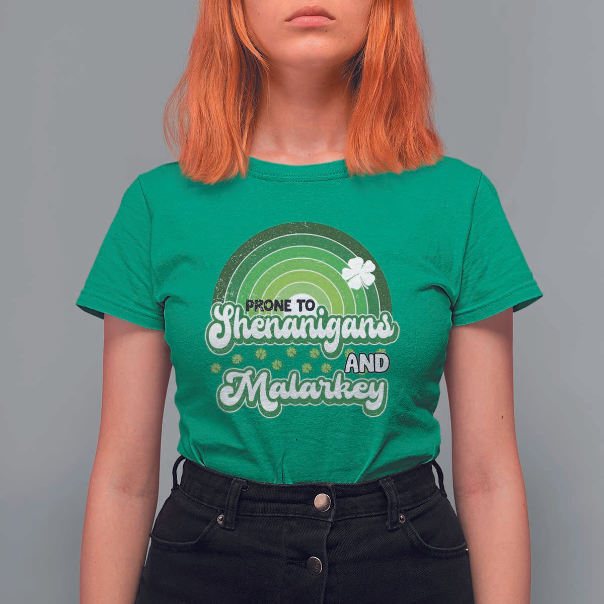 Funny St Patrick's Day T Shirt For Women Prone To Shenanigans And Malarkey - Wonder Print Shop