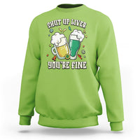 Lime St. Patrick's Day sweatshirt, beer-liver 'You're Fine' graphic
