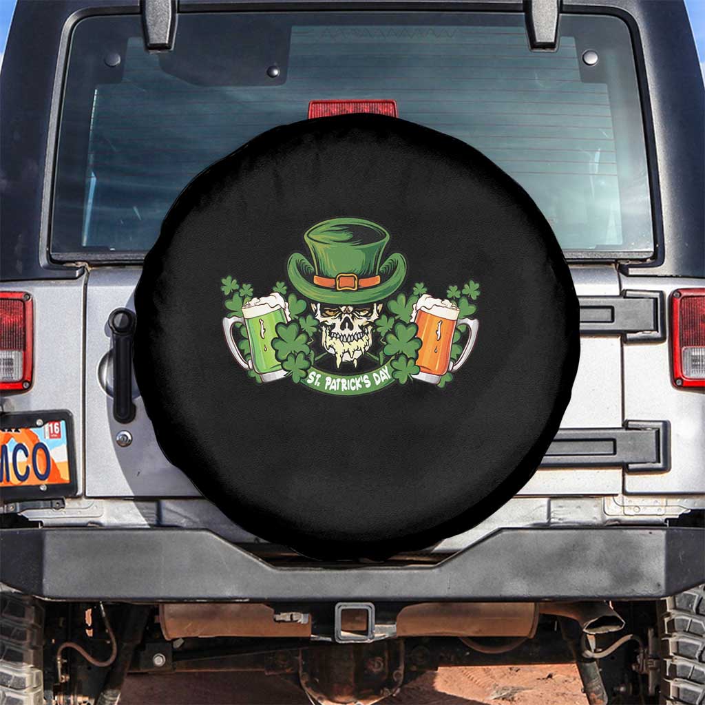 St Patrick's Day Spare Tire Cover Irish Beer Funny Skeleton Drinking