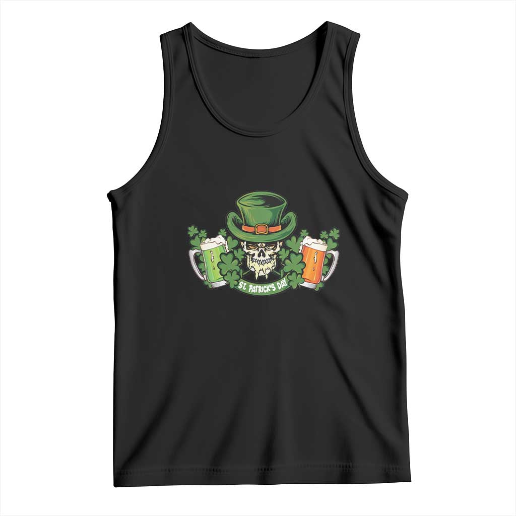 St Patrick's Day Tank Top Irish Beer Funny Skeleton Drinking