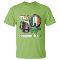 Lime crew-neck T-shirt with beer steins, shamrocks, 'Irish Drinking Team' graphic