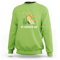 St. Patrick's Day lucky cat sweatshirt in lime green, shamrock graphic and “St. Catrick's Day”