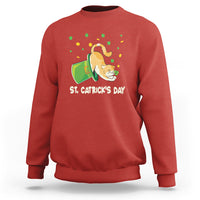 St. Patrick's Day lucky cat sweatshirt in red, shamrock graphic with front “St. Catrick's Day”