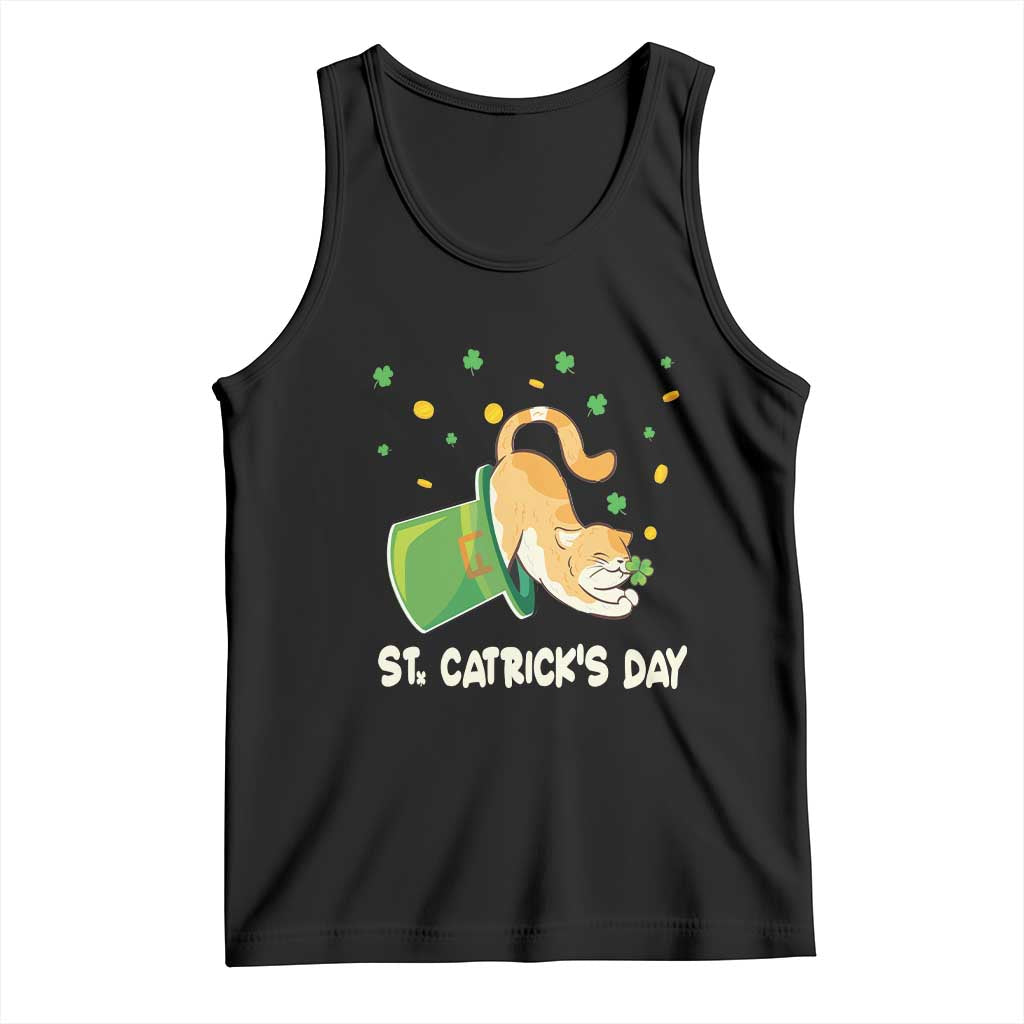 St Patrick's Day Tank Top Happy St.Catrick's Lucky Cat Shamrock Hat