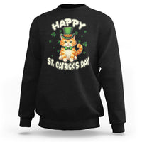 Black St. Patrick’s day lucky cat sweatshirt with shamrock graphic on chest