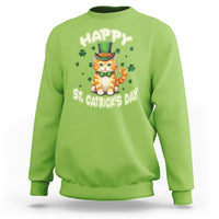Lime St. Patrick’s day lucky cat sweatshirt with shamrock graphic on chest