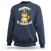 Navy St. Patrick’s day lucky cat sweatshirt with shamrock graphic on chest