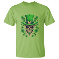 Lime St. Patrick’s Day T-shirt with sugar skull wearing green hat and shamrock graphic