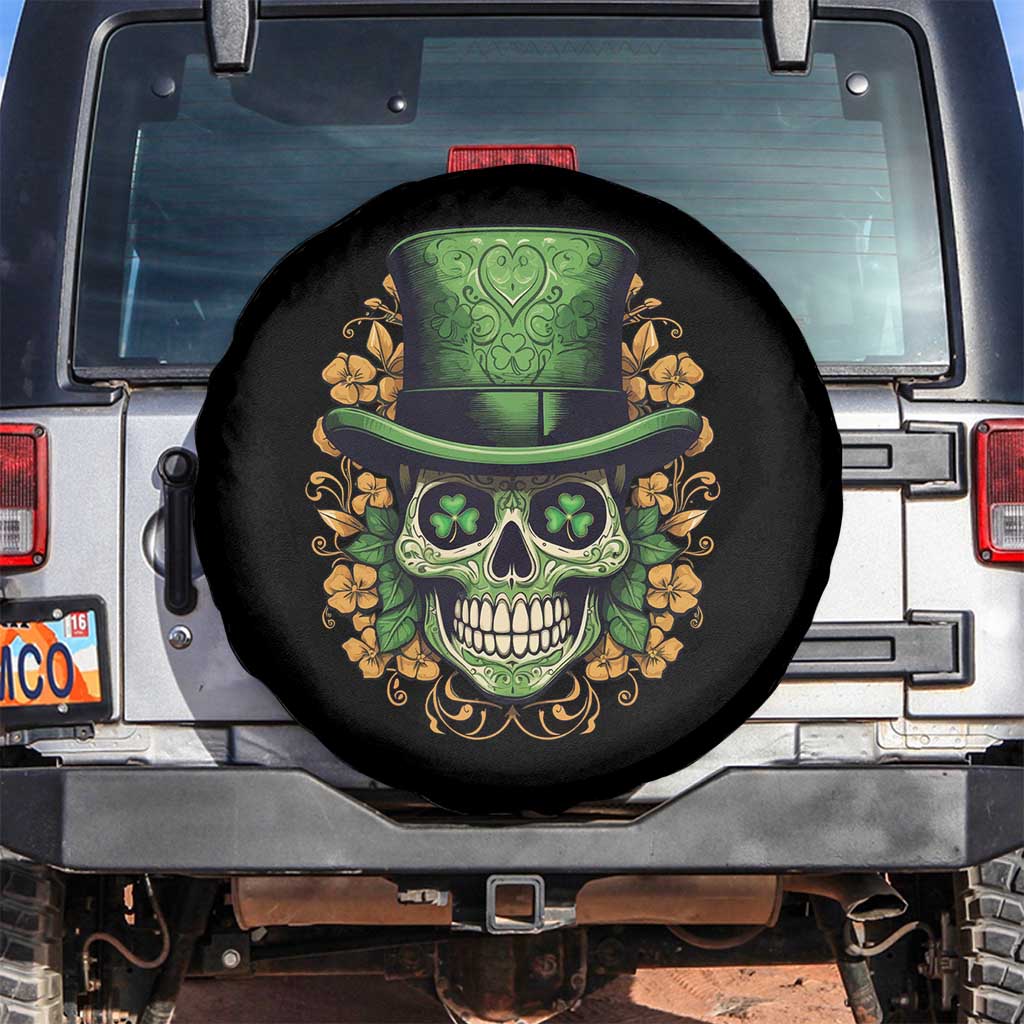 St Patrick's Day Spare Tire Cover Irish Sugar Skull Lucky Hat Shamrocks