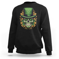 St. Patrick's Day sweatshirt in black with sugar skull top hat and shamrock graphic