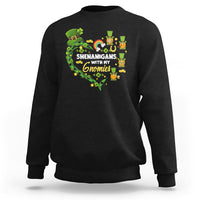 Crewneck sweatshirt in black with shamrock gnome front graphic