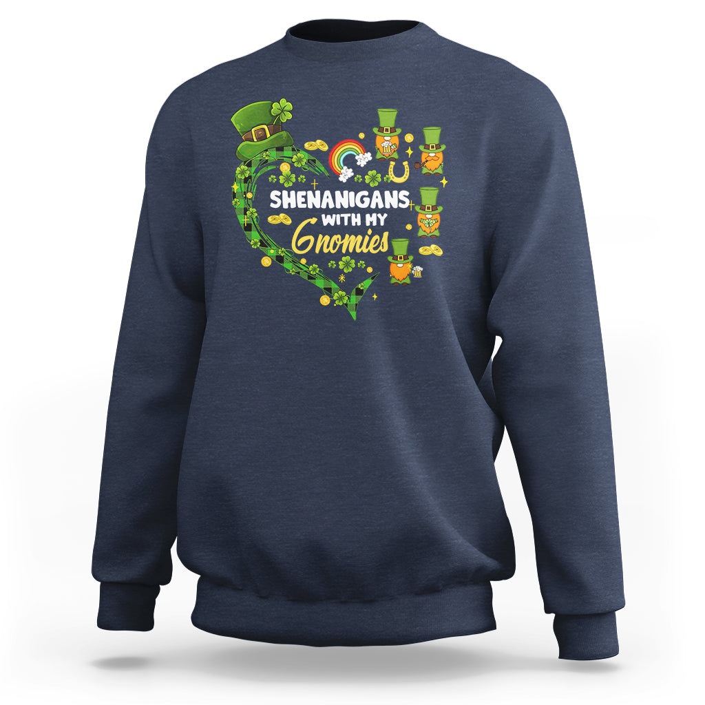 Crewneck sweatshirt in navy with shamrock gnome front graphic