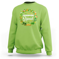St. Patrick's Day sweatshirt, lime green, crewneck, long sleeves, front graphic print