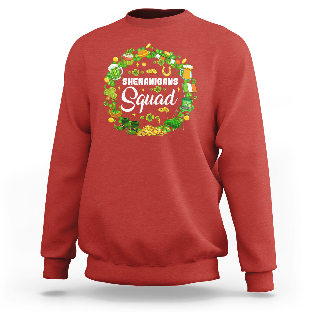 St. Patrick's Day sweatshirt, red, crewneck, long sleeves, front graphic print