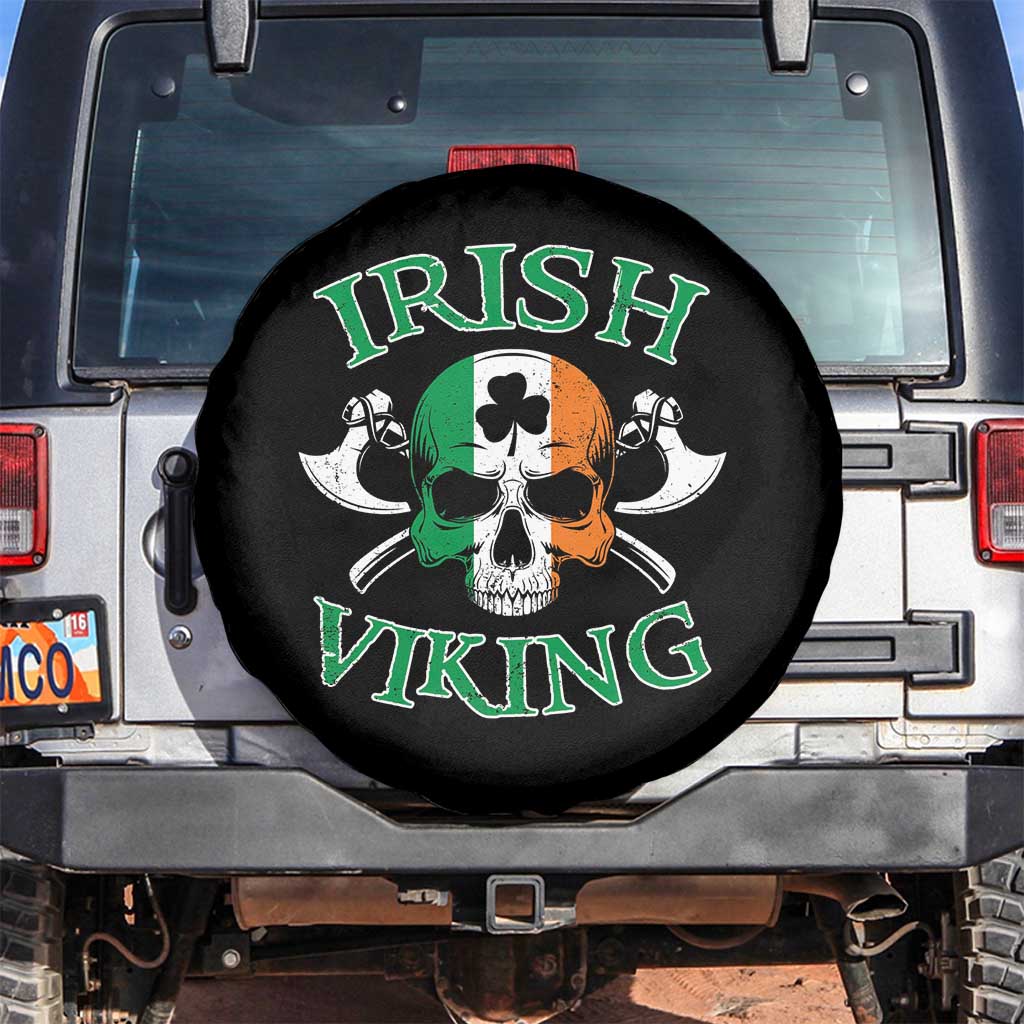 St Patrick's Day Spare Tire Cover Irish Viking Skull Lucky Shamrocks Ireland Flag