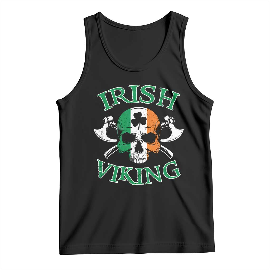 St Patrick's Day Tank Top Irish Viking Skull Lucky Shamrocks Ireland Flag