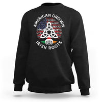 Black sweatshirt with Celtic knot and Irish flag “Irish Roots” graphic