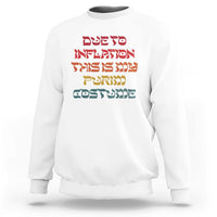 White crewneck sweatshirt with colorful Hebrew-style text graphic on the chest