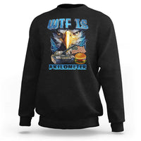 Black crewneck sweatshirt with eagle head graphic and AKILOMETER text
