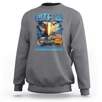 Charcoal gray crewneck sweatshirt with eagle, American flag, and AKILOMETER graphic
