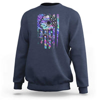 Navy suicide prevention sweatshirt with semicolon sunflower and US flag graphic