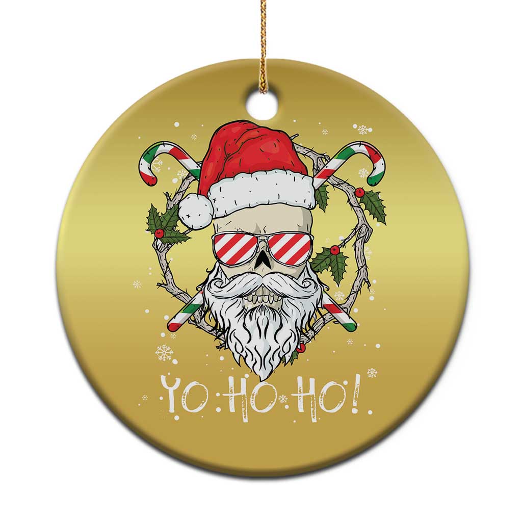 Cool Santa Christmas Ornament Yo Ho Ho Skull Beard Sunglass - Wonder Print Shop