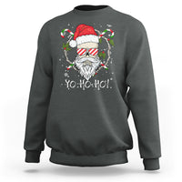 Charcoal Christmas sweatshirt with Santa skull graphic and “Ho Ho Ho” text