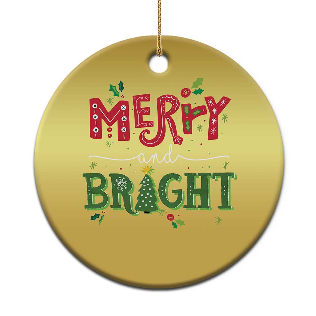 Merry And Bright Christmas Tree Xmas Holiday Christmas Ornament - Wonder Print Shop