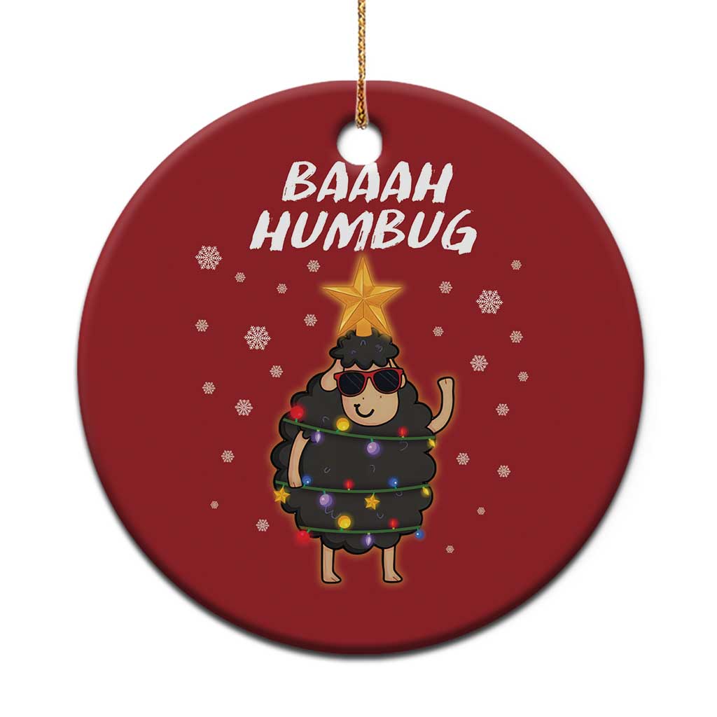 Funny Xmas Christmas Ornament Baaah Humbug Black Sheep Christmas Tree - Wonder Print Shop