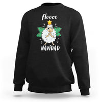 Black fleece sweatshirt with cute sheep graphic and 'Navidad' text on front